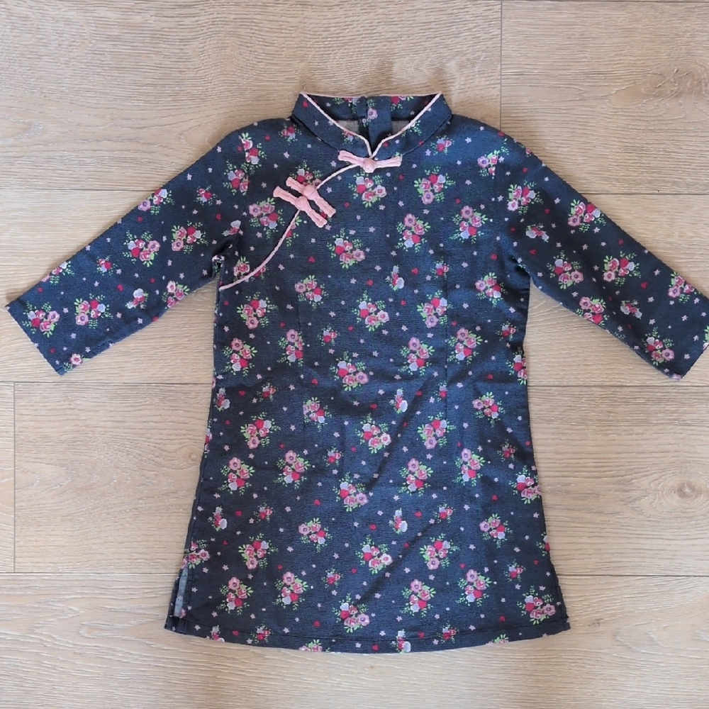 Floral Kids Pajamas - Navy and Pink